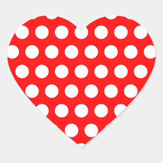 Rood en wit stippenpatroon hart sticker (Voorkant)