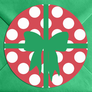 Rood en Wit Stippenpatroon Kerstmis Ronde Sticker