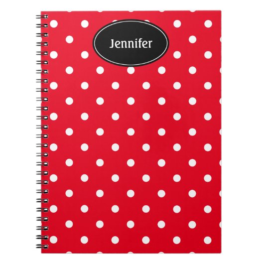 Rood en Wit Stippenpatroon Persoonlijk Notitieboek (Voorkant)