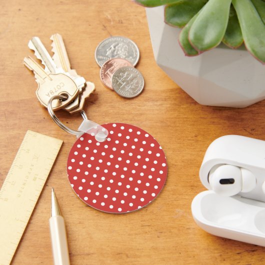 Rood en wit stippenpatroon sleutelhanger (Bureau)
