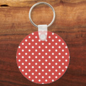 Rood en wit stippenpatroon sleutelhanger (Voorkant)