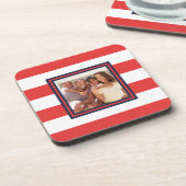 Rood en wit streeppatroon met foto bier onderzetter (Linkerzijde)
