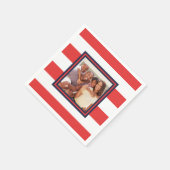 Rood en wit streeppatroon met foto servet (Hoek)