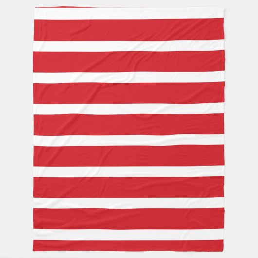 Rood- en wit strempatroon fleece deken (Voorkant)