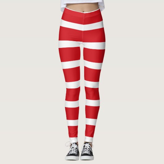 Rood- en wit strempatroon leggings (Voorkant)