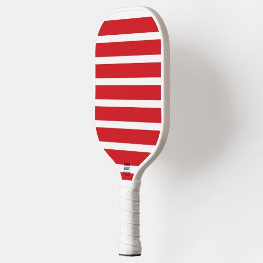 Rood- en wit strempatroon pickleball paddle (Links)