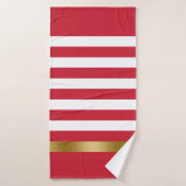 Rood en wit strepen goud accent badhanddoek (Badhanddoek)