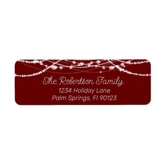 Rood en Wit String Lights Retouradres Etiket (Voorkant)