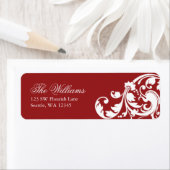 Rood en Wit Swirl Flourish Retouradres Etiket (Insitu)