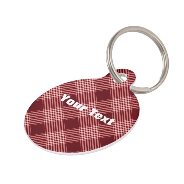 Rood en wit Tartan Huisdierpenning (Zijkant)