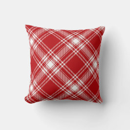 Rood en wit Tartan Kussen
