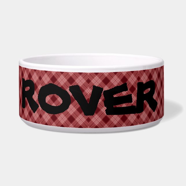 Rood en wit Tartan Voerbakje (Voorkant)