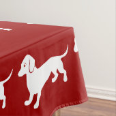 Rood en wit teckelontwerp tafelkleed (Voorbeeld)