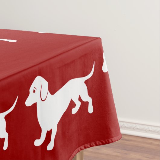Rood en wit teckelontwerp tafelkleed (Voorbeeld)