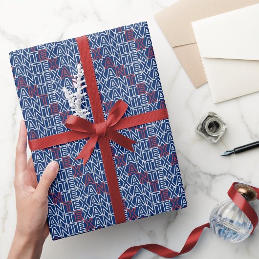 Rood en wit TEXAN Neon Wrapping Paper Cadeaupapier