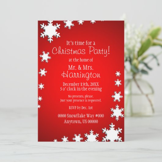 Rood en Wit Thema Kerstfeest Kaart (Staand voorkant)