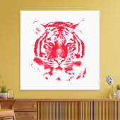 Rood en wit tijgergezicht dicht canvas afdruk (Insitu (Woonkamer))