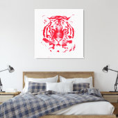Rood en wit tijgergezicht dicht canvas afdruk (Insitu (Slaapkamer))