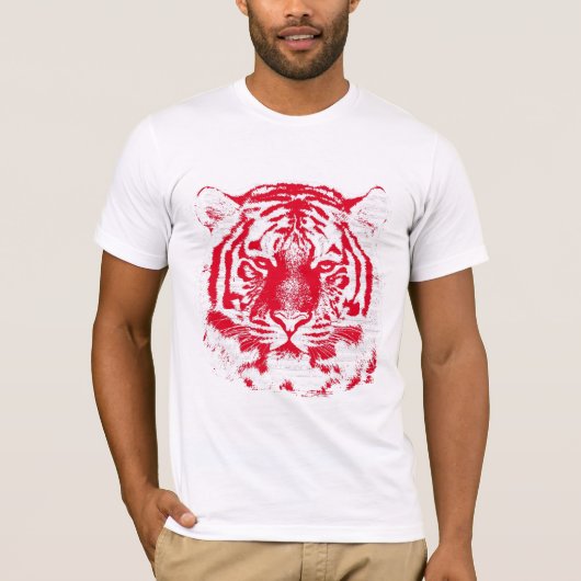 Rood en wit tijgergezicht t-shirt (Voorkant)