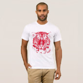 Rood en wit tijgergezicht t-shirt (Voorkant volledig)
