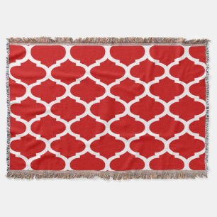 Rood en wit Trellis Quatrefoil Patroon Deken