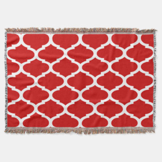 Rood en wit Trellis Quatrefoil Patroon Deken