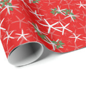 Rood en Wit Tropisch Kerst Zeester Papier (Rol Hoek)