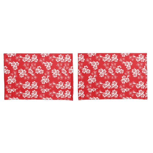 Rood en Wit Tropisch  Kussensloop (Voorkant-Set)