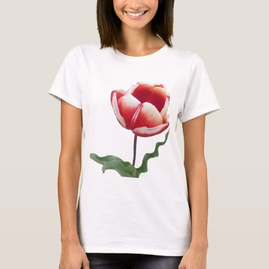 Rood en wit Tulip Bella Canvas T-shirt (Voorkant)