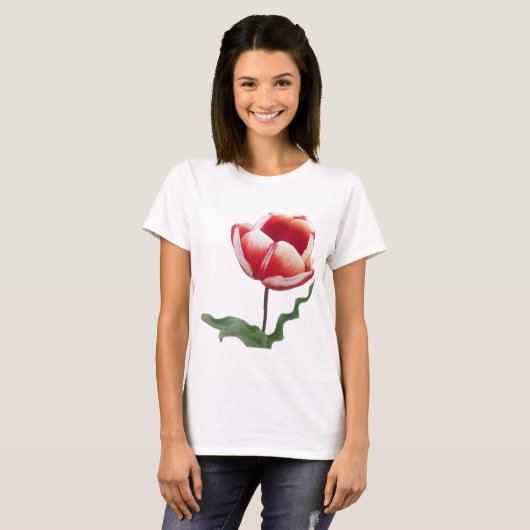 Rood en wit Tulip Bella Canvas T-shirt (Voorkant volledig)