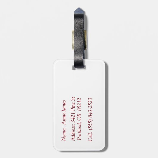 Rood en wit Tulps Bagagelabel op maat (Achterkant verticaal)