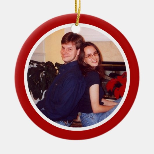 Rood en wit - twee zweden keramisch ornament (Voorkant)