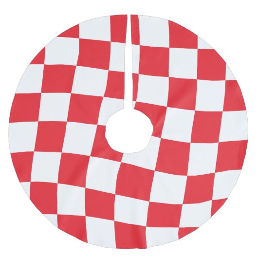 Rood en Wit Twisted Checkerboard Kerstboom Rok (Voorkant)