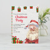 rood en wit uitnodiging Kerstmis (Staand voorkant)