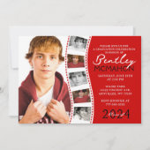 Rood en Wit Unieke Filmstrip 6 Foto Afstuderen Kaart (Voorkant)