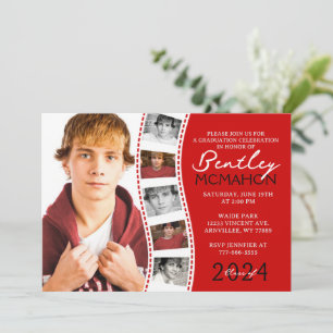 Rood en Wit Unieke Filmstrip 6 Foto Afstuderen Kaart