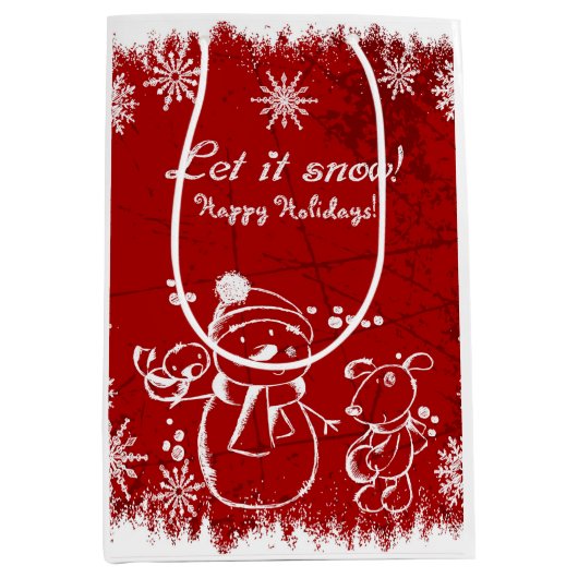 Rood en wit vakantie illustratie medium cadeauzakje (Voorkant)