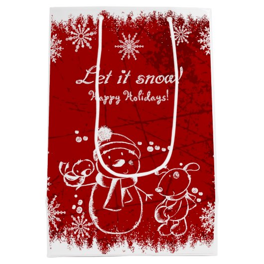 Rood en wit vakantie illustratie medium cadeauzakje (Achterkant)