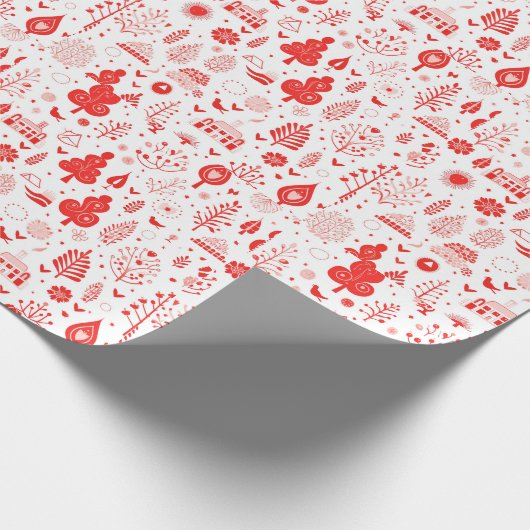 Rood en Wit Vakantie Wrap Cadeaupapier (Hoek)