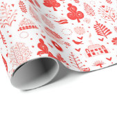 Rood en Wit Vakantie Wrap Cadeaupapier (Rol Hoek)