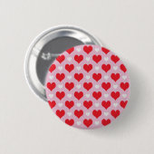 Rood en wit valentijn harten patroon ronde button 5,7 cm (Voorkant /achterkant)
