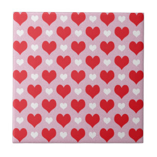 Rood en wit valentijn harten patroon tegeltje