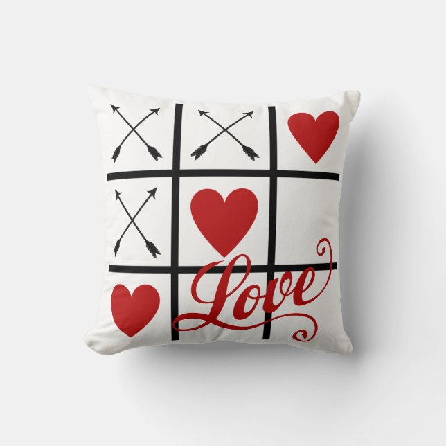 Rood en wit Valentijnsdag Pillow met rood geluid Kussen (Voorkant)