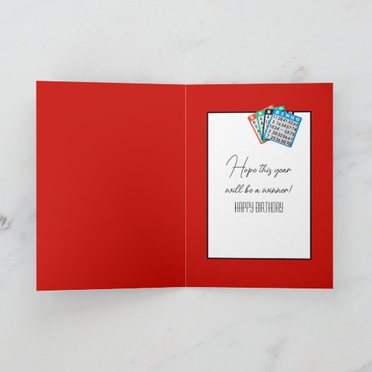 Rood en Wit Verjaardag Bingo Kaart (Binnen)