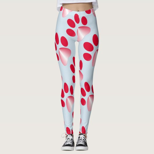 Rood en wit verloop dierpoot leggings (Voorkant)