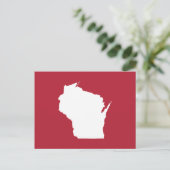 Rood en wit Verplaatsen naar aankondiging Wisconsi Briefkaart (Staand voorkant)