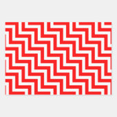 Rood en Wit Verschillende Grootte Diagonale Chevro Inpakpapier Vel (Voorkant 2)