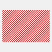 Rood en Wit Verschillende Grootte Diagonale Strepe Inpakpapier Vel (Voorkant 3)