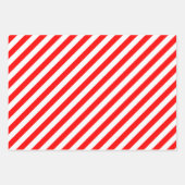 Rood en Wit Verschillende Grootte Diagonale Strepe Inpakpapier Vel (Voorkant 2)