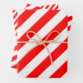Rood en Wit Verschillende Grootte Diagonale Strepe Inpakpapier Vel (In situ)